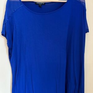 Cable & Gauge Blue Cap Sleeve Blouse